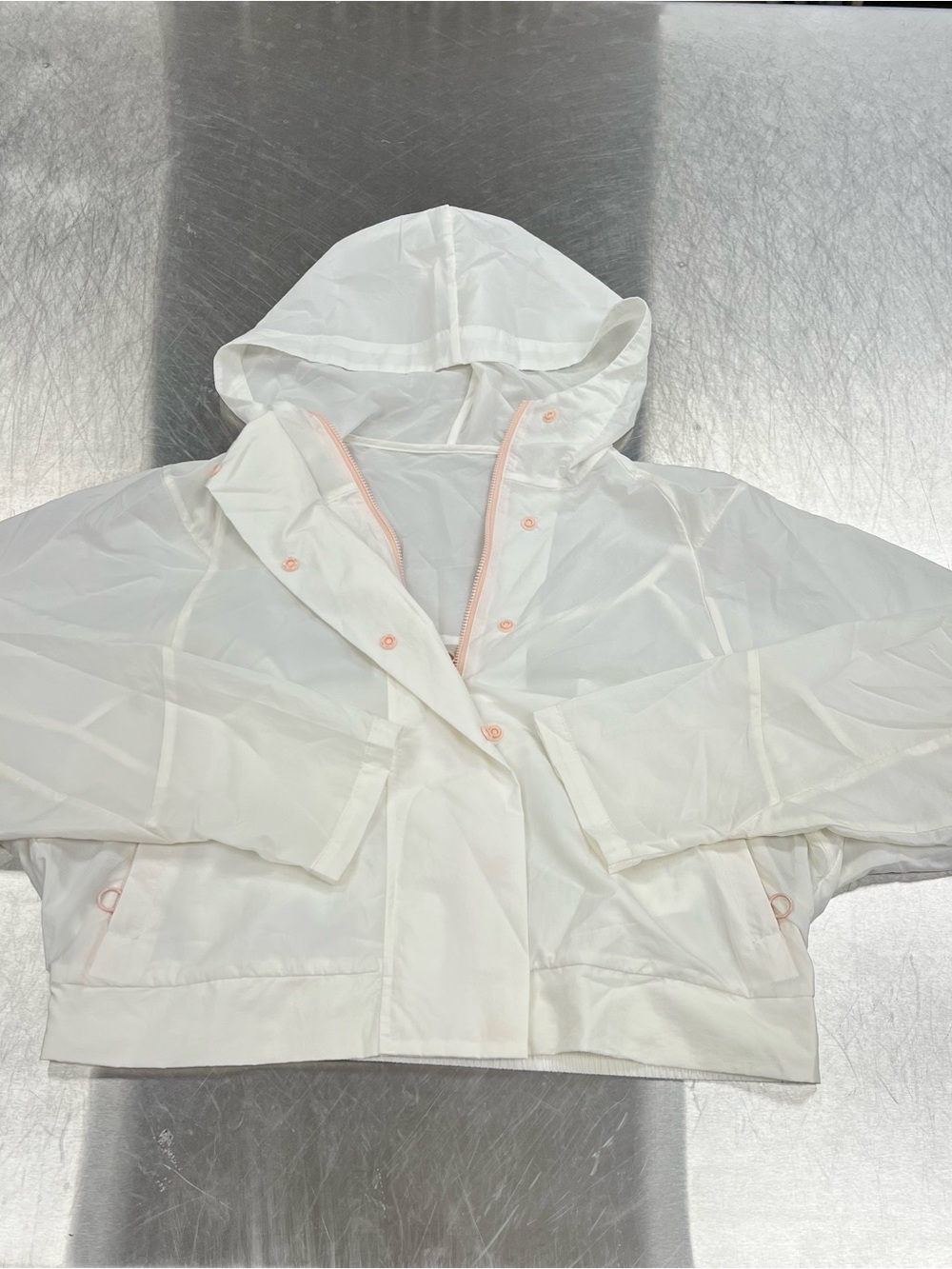 Fabletics Lightweight Sun Protection Cream Hooded Utility Jacket with Pink Trim